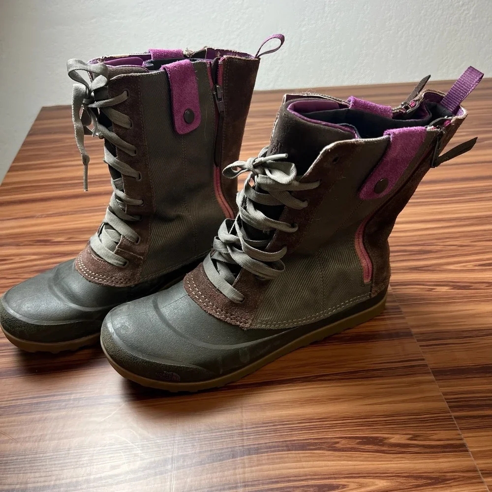 The North Face Heatseeker Boots Womens 9 Brown Purple Insulated Snow Duck Boots